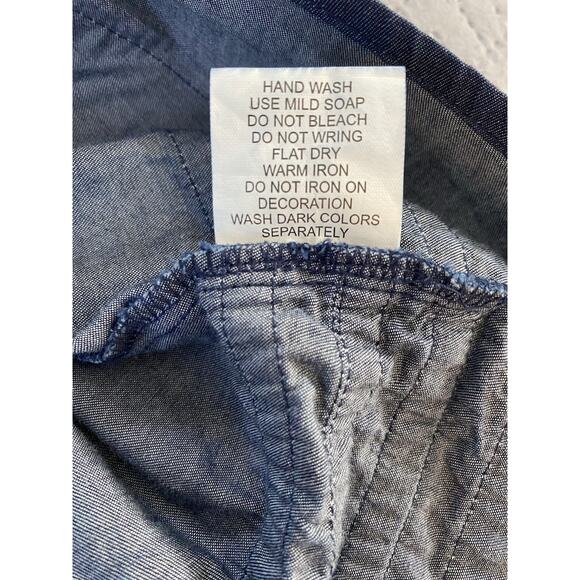 EShakti Sz M (10) Chambray Pintuck Puff SS Fit’N’Flare Black Trim Full Skirt Drs - Picture 11 of 14